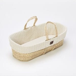 Moses Baskets & Stands NATURAL KNITTED MOSES BASKET & MATTRESS – LINEN Pitter Patter Baby NI