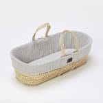 Moses Baskets & Stands NATURAL KNITTED MOSES BASKET, MATTRESS & STAND – DOVE GREY Pitter Patter Baby NI 3