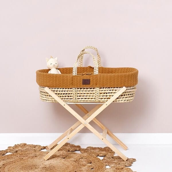 Moses Baskets & Stands NATURAL KNITTED MOSES BASKET, MATTRESS & STAND – HONEY Pitter Patter Baby NI 5
