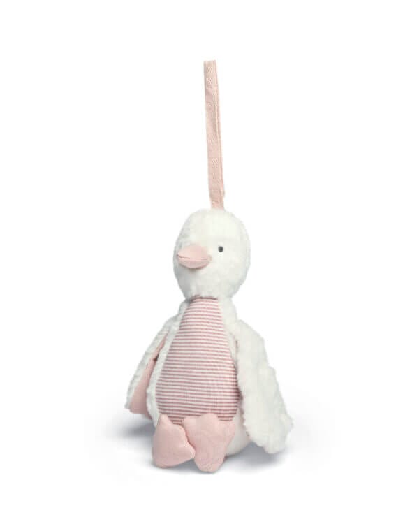 welcome to the world chime duck travel toy pink